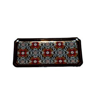 Trinket Vanity Tray Red, Gold, White Colorful Glass Jewelry/Trinket 9''x4''